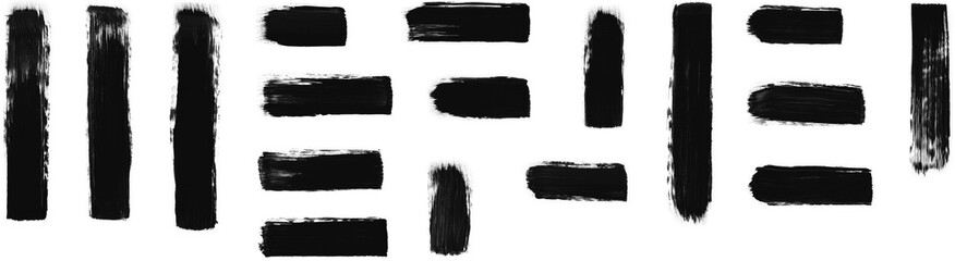 Black paint brush stroke on transparent background