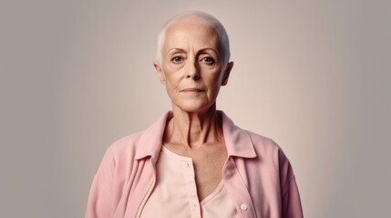 Obraz premium A woman, bald from cancer treatment.