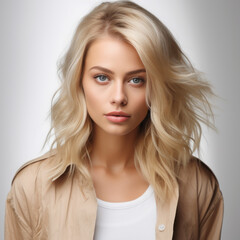 Naklejka premium a beautiful blonde woman in a trendy outfit
