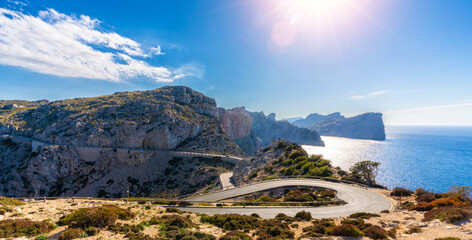 Panoramic view of mallorca coastline on a sunny summer day