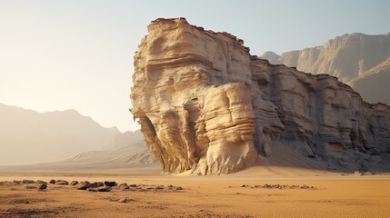 In the heart of the desert a striking rock formation - obrazy, fototapety, plakaty