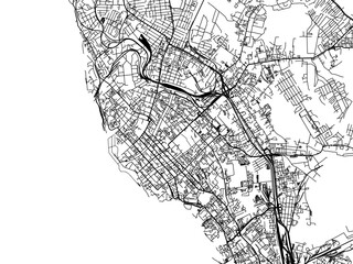 Fototapeta na wymiar Vector road map of the city of Khabarovsk in the Russian Federation with black roads on a white background.