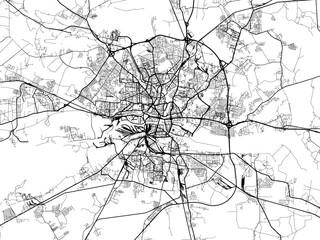 Obraz premium Vector road map of the city of Kaliningrad in the Russian Federation with black roads on a white background.