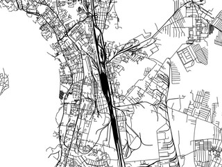 Vector road map of the city of Khabarovsk Vtoroy in the Russian Federation with black roads on a white background.