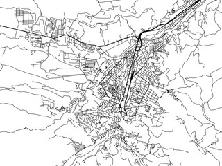 Vector road map of the city of Kislovodsk in the Russian Federation with black roads on a white background.