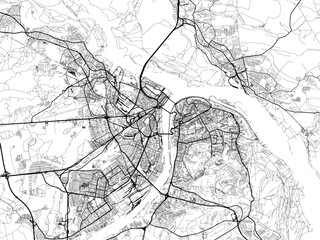 Naklejka premium Vector road map of the city of Nizhniy Novgorod in the Russian Federation with black roads on a white background.