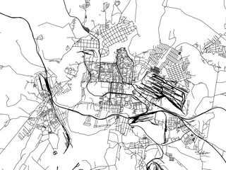 Vector road map of the city of Pervouralsk in the Russian Federation with black roads on a white background.