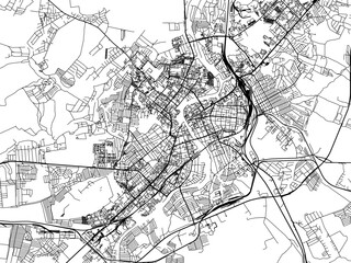 Vector road map of the city of Orel in the Russian Federation with black roads on a white background.