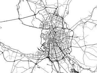 Fototapeta premium Vector road map of the city of Saint Petersburg in the Russian Federation with black roads on a white background.