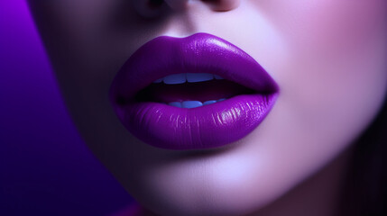 Purple lips on a model