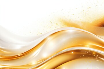  a close up of a white and gold background with a wave of gold on the left side of the image and a gold and white swirl on the right side of the right side of the image.