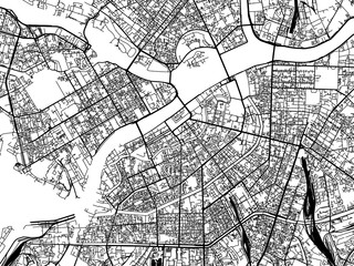Vector road map of the city of Sint Petersburg city center in the Russian Federation with black roads on a white background.