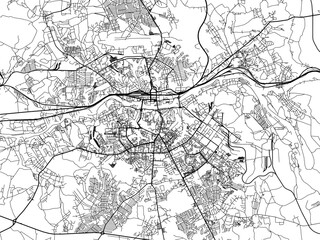 Vector road map of the city of Smolensk in the Russian Federation with black roads on a white background.
