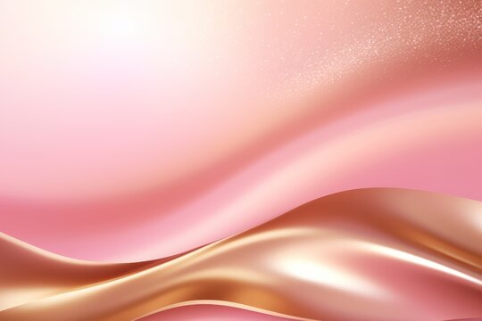  a close up of a pink and gold background with a wave of liquid in the middle of the image and a blur of gold on the bottom of the image.