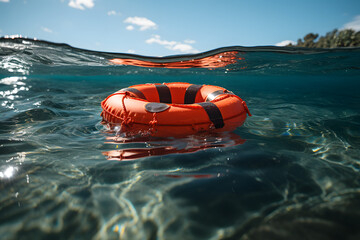 Lifebuoy floating at sea
