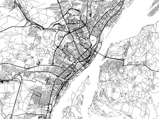 Obraz premium Vector road map of the city of Volgograd in the Russian Federation with black roads on a white background.