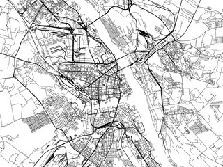 Fototapeta na wymiar Vector road map of the city of Yaroslavl in the Russian Federation with black roads on a white background.