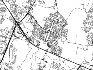 Obraz premium Vector road map of the city of Yasenevo in the Russian Federation with black roads on a white background.