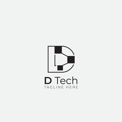 D letter and tech logo design minimal and clean
