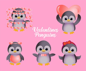 Valentines Penguins Clipart