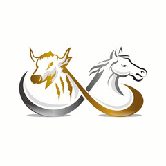 infinity horse and cow logo , animal logo