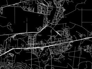 Vector road map of the city of Balashikha in the Russian Federation with white roads on a black background.