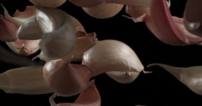 garlic cloves in the air