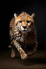 running cheetah capture in dark background wildlife motion