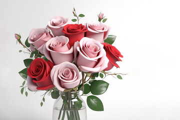 Fototapeta premium Beautiful watercolor bouquet of roses. Romantic illustration
