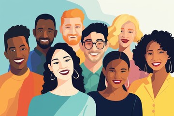 Obraz premium Group of people from diverse cultures and races, diversity, equality and inclusion theme