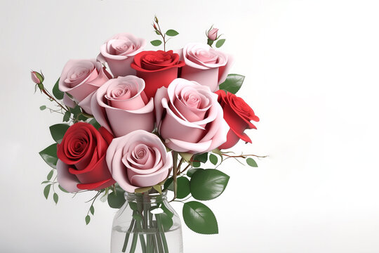 Beautiful watercolor bouquet of roses. Romantic illustration