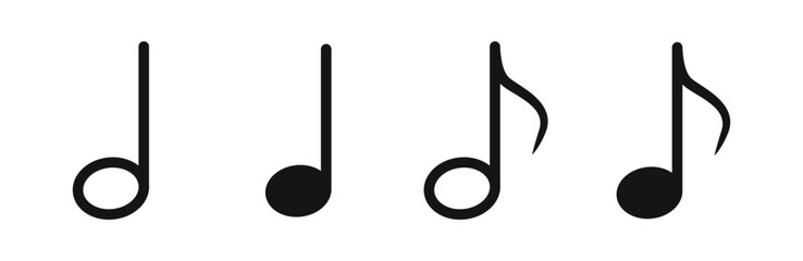 Notes icons. Vector note symbols. Musical notes. - obrazy, fototapety, plakaty