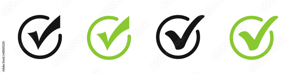 Poster vector checkmark icons. green tick icon set. checkmark vector icons.