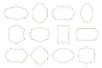 Collection of different curly frames for text, labels. Contour frames, templates, icons, vector