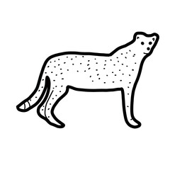 cheetah animal Hand drawn organic line doodle