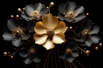 gold orchid on black background