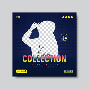 Fashion sale social media post design or square banner template