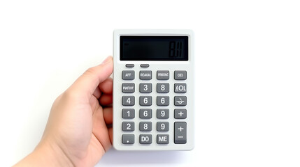 a hand-held calculator isolated on a white background