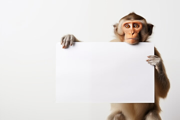 monkey holding a blank sign