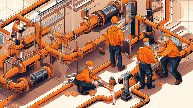 Piping Perfection: Plumbers working on intricate piping systems