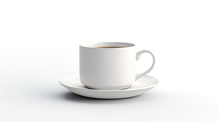a cup of tea or coffee in the early morning, isolated on a blank white background
