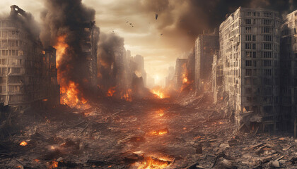 世紀末のイメージ　爆発　生成AI