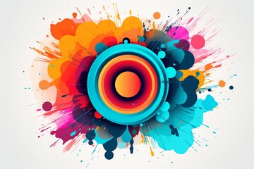 A colorful graphic with a circle in the middle