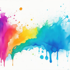 colorful rainbow color watercolor splashes, isolated on mint color background