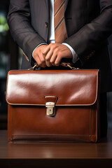 Businessman with Brown Leather Briefcase