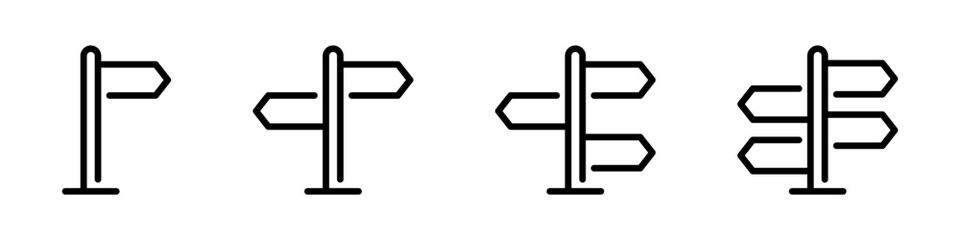 Direction board icon vector set. Signpost vector icon. Road direction signs.