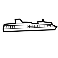 Fototapeta premium europe ferry ocean transportation Hand drawn organic line doodle