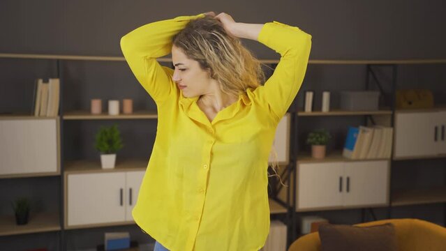 Personal care, woman smelling sweat.