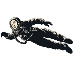 Astronaut flying in space on a white background. Astronaut Sticker. Sticker. Logotype.