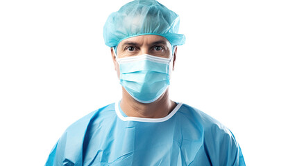 Fototapeta na wymiar A surgeon's typical busy day is isolated on a pristine white background.